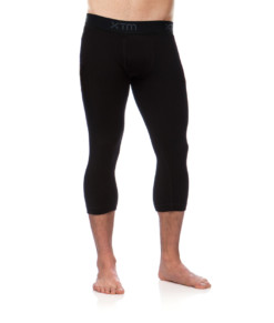 Mens Merino Wool Base Layer 3/4 Pants Black